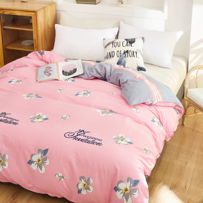 91家纺网 家纺一手货源 找家纺 尚帛 2024新款全棉12868印花单品被套 朝花西拾-粉