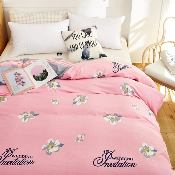 91家纺网 家纺一手货源 找家纺 尚帛 2024新款全棉12868印花单品被套 朝花西拾-粉