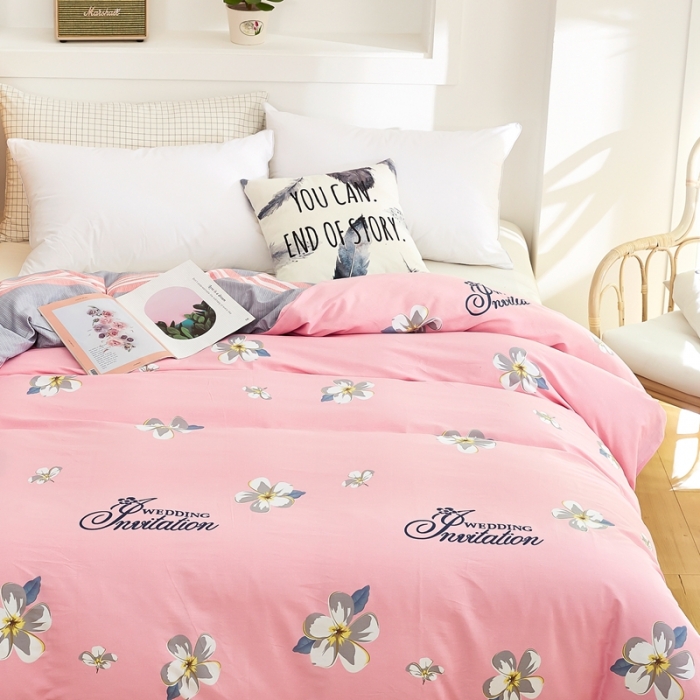 91家纺网 家纺一手货源 找家纺 尚帛 2024新款全棉12868印花单品被套 朝花西拾-粉