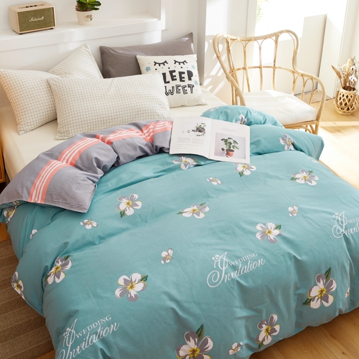 91家纺网 家纺一手货源 找家纺 尚帛 2024新款全棉12868印花单品被套 朝花西拾-兰