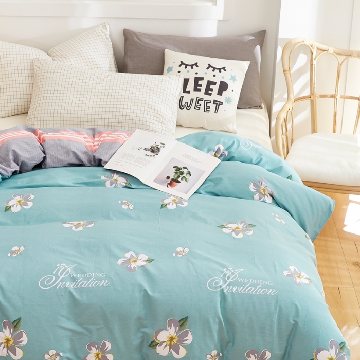 91家纺网 家纺一手货源 找家纺 尚帛 2024新款全棉12868印花单品被套 朝花西拾-兰