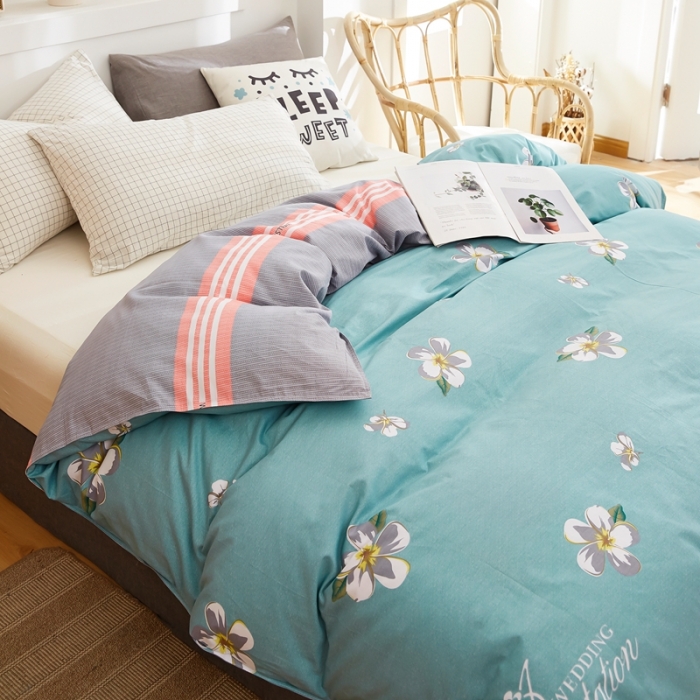 91家纺网 家纺一手货源 找家纺 尚帛 2024新款全棉12868印花单品被套 朝花西拾-兰