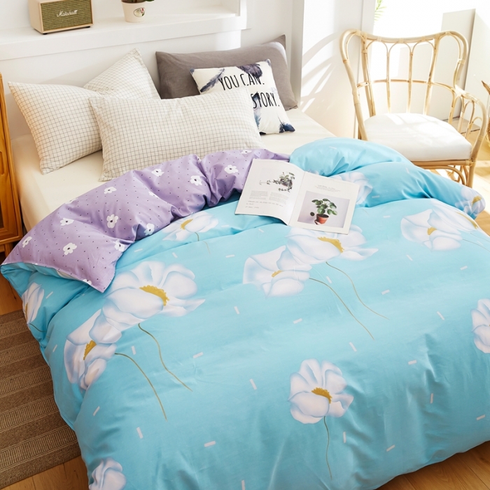 91家纺网 家纺一手货源 找家纺 尚帛 2024新款全棉12868印花单品被套 初爱-蓝