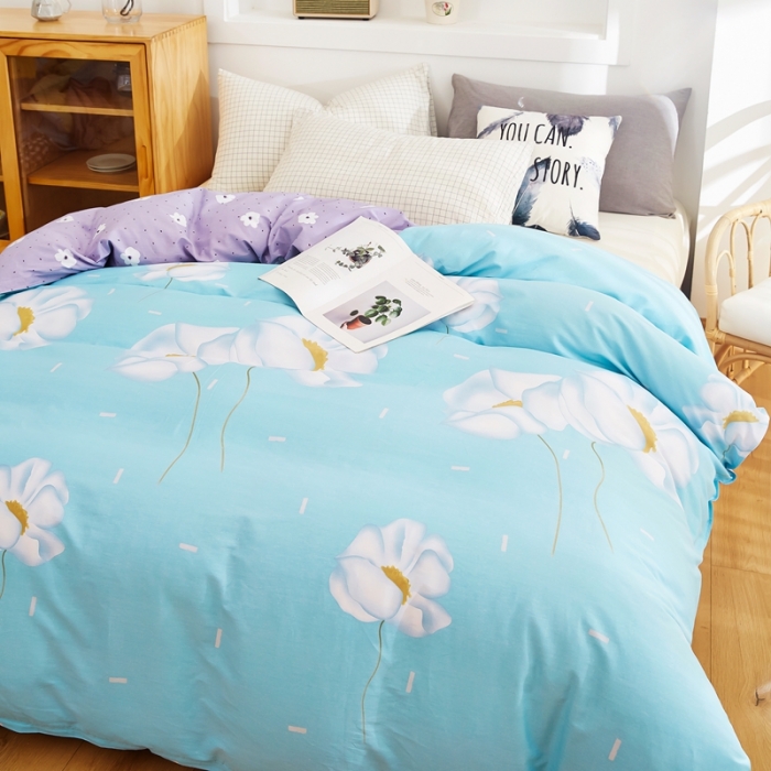 91家纺网 家纺一手货源 找家纺 尚帛 2024新款全棉12868印花单品被套 初爱-蓝