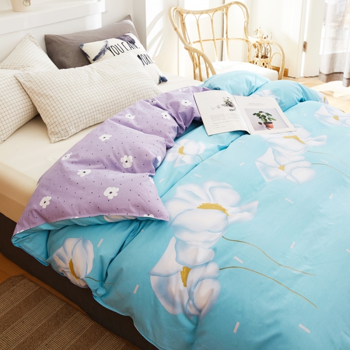 91家纺网 家纺一手货源 找家纺 尚帛 2024新款全棉12868印花单品被套 初爱-蓝