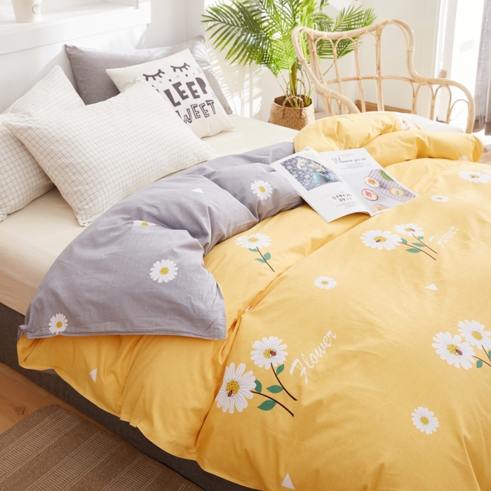 91家纺网 家纺一手货源 找家纺 尚帛 2024新款全棉12868印花单品被套 花漾-黄