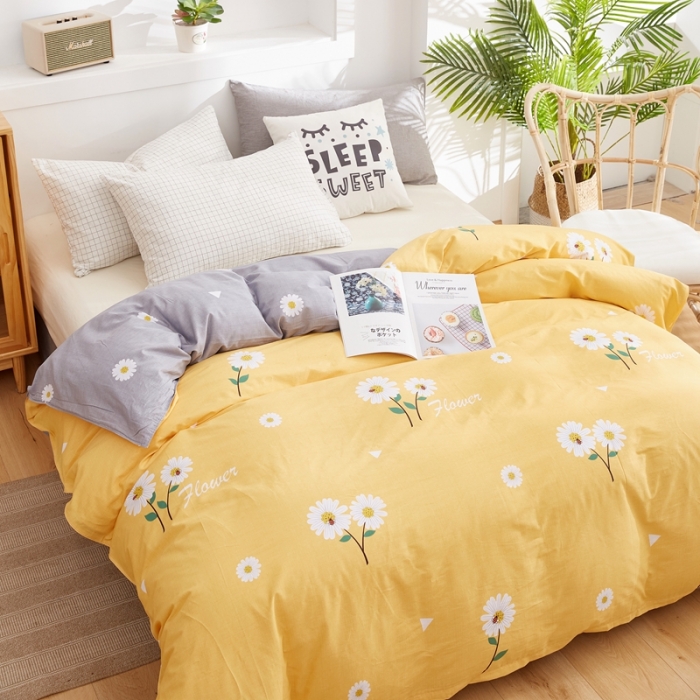 91家纺网 家纺一手货源 找家纺 尚帛 2024新款全棉12868印花单品被套 花漾-黄