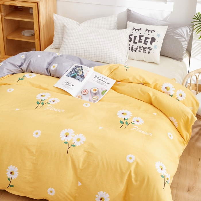 91家纺网 家纺一手货源 找家纺 尚帛 2024新款全棉12868印花单品被套 花漾-黄