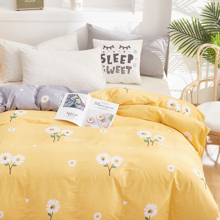 91家纺网 家纺一手货源 找家纺 尚帛 2024新款全棉12868印花单品被套 花漾-黄