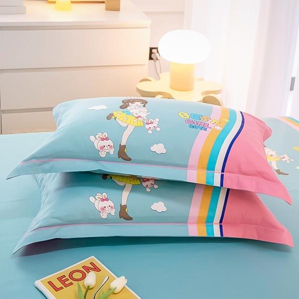 91家纺网 家纺一手货源 找家纺 雲归梦 2022新款全棉大版四件套 卡通花型 兔女郎-粉