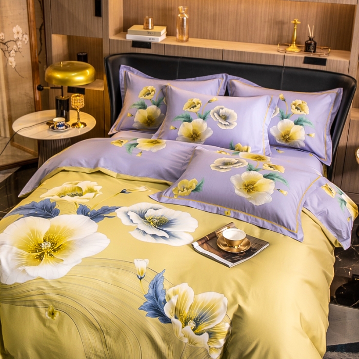 91家纺网 家纺一手货源 找家纺 （总）雲归梦 2022新款全棉大版四件套 花卉花型