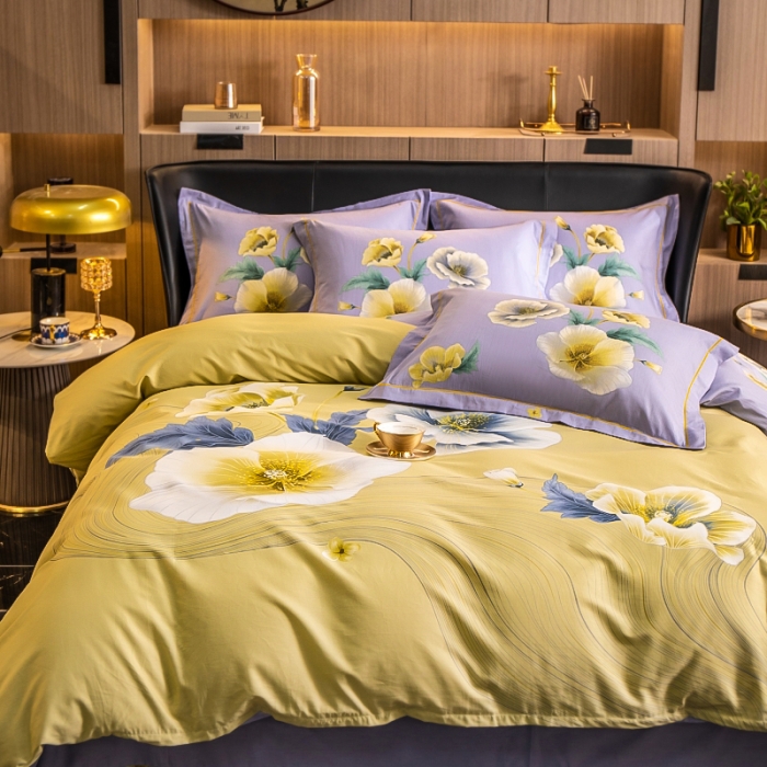 91家纺网 家纺一手货源 找家纺 （总）雲归梦 2022新款全棉大版四件套 花卉花型