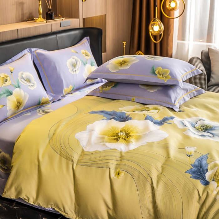 91家纺网 家纺一手货源 找家纺 （总）雲归梦 2022新款全棉大版四件套 花卉花型