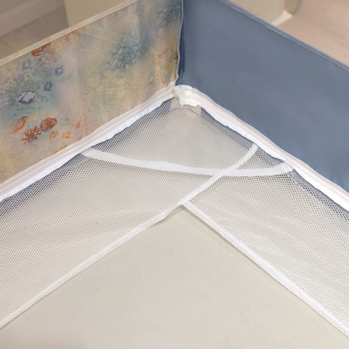 91家纺网 家纺一手货源 找家纺 梦尔佳蚊帐2022新款T门外穿杆坐床蚊帐 满天星-蓝灰