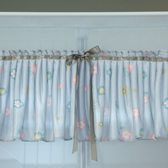 91家纺网 家纺一手货源 找家纺 梦尔佳蚊帐2022新款甜蜜花园外穿蚊帐 蓝灰