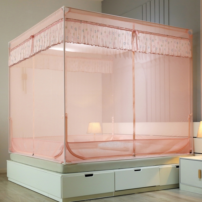 91家纺网 家纺一手货源 找家纺 梦尔佳蚊帐2022新款甜蜜花园外穿蚊帐 玉色