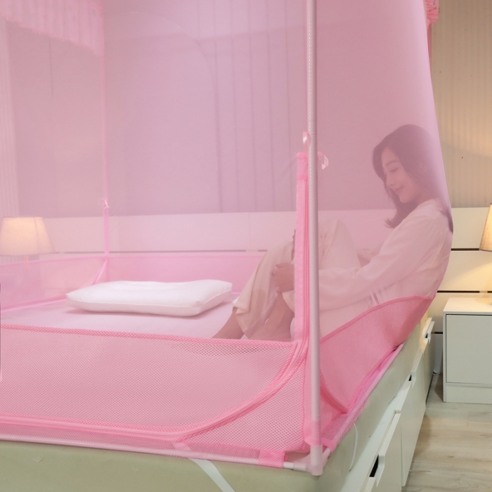 91家纺网 家纺一手货源 找家纺 梦尔佳蚊帐2022新款甜蜜花园外穿蚊帐 嫩粉