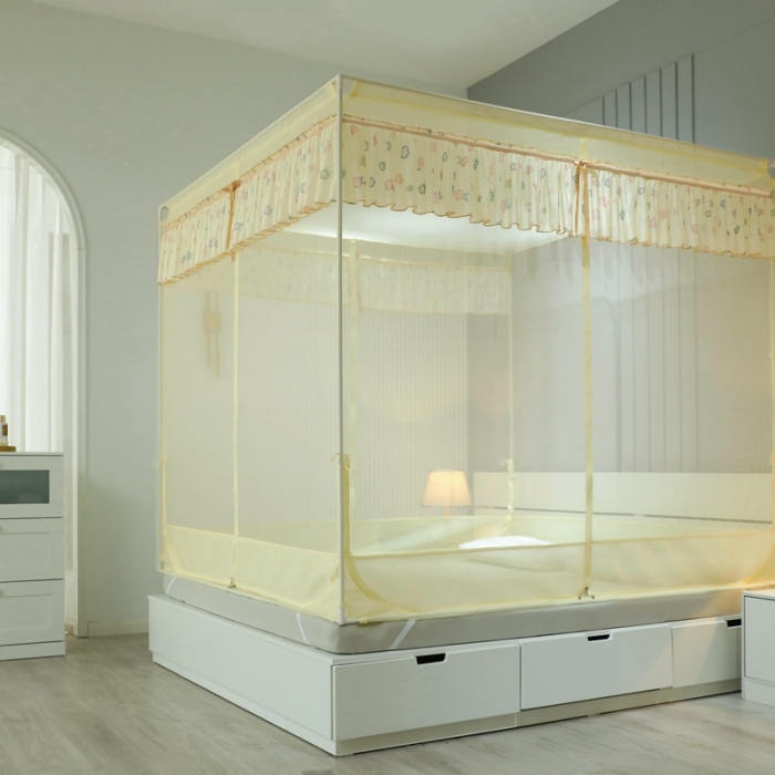 91家纺网 家纺一手货源 找家纺 梦尔佳蚊帐2022新款甜蜜花园外穿蚊帐 米色