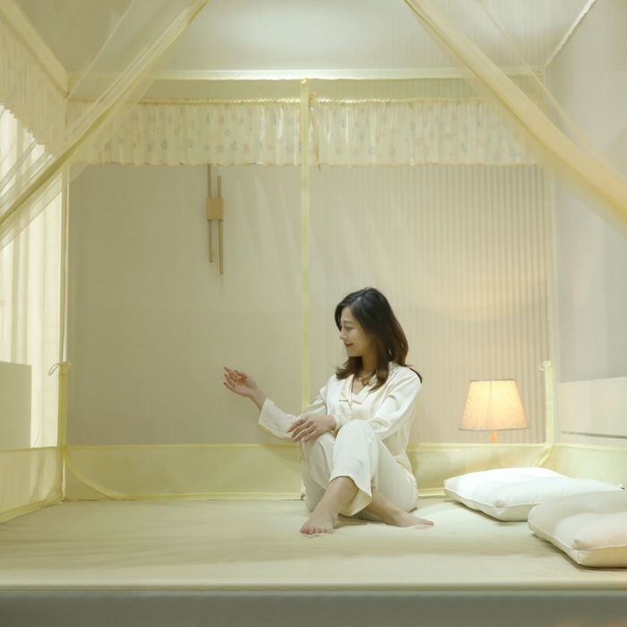 91家纺网 家纺一手货源 找家纺 梦尔佳蚊帐2022新款甜蜜花园外穿蚊帐 米色