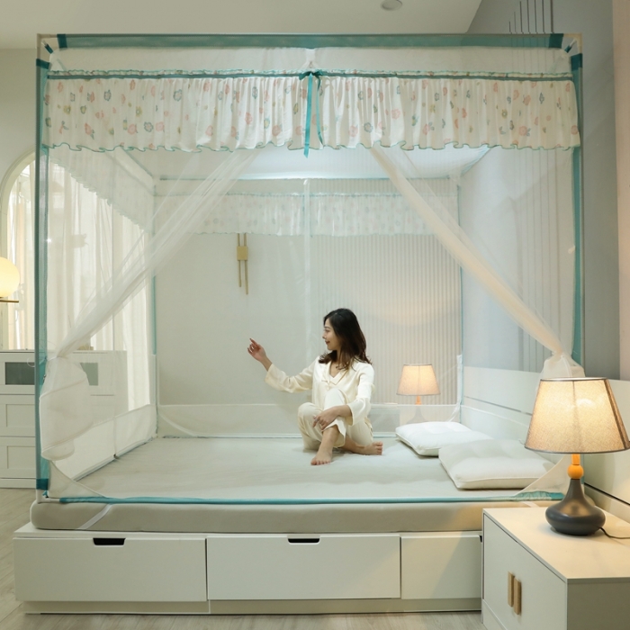 91家纺网 家纺一手货源 找家纺 梦尔佳蚊帐2022新款甜蜜花园外穿蚊帐 碧玉绿