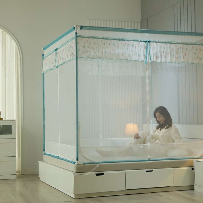 91家纺网 家纺一手货源 找家纺 梦尔佳蚊帐2022新款甜蜜花园外穿蚊帐 碧玉绿