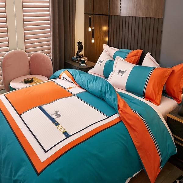 91家纺网 家纺一手货源 找家纺 雲归梦 2022新款全棉大版四件套 格子花型 皇家浪漫（兰）