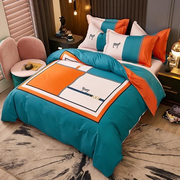 91家纺网 家纺一手货源 找家纺 雲归梦 2022新款全棉大版四件套 格子花型 皇家浪漫（兰）