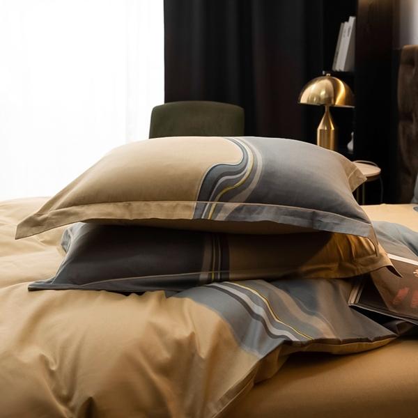 91家纺网 家纺一手货源 找家纺 雲归梦 2022新款全棉大版四件套 格子花型 兰卡斯-咖