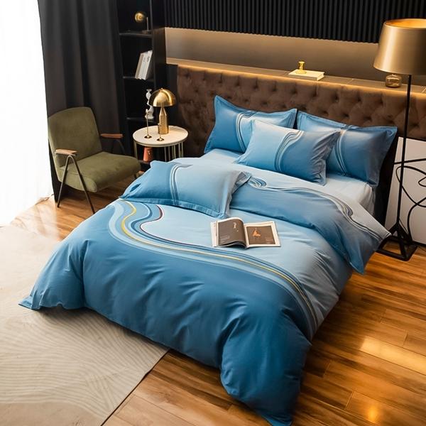 91家纺网 家纺一手货源 找家纺 雲归梦 2022新款全棉大版四件套 格子花型 兰卡斯-兰