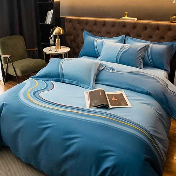 91家纺网 家纺一手货源 找家纺 雲归梦 2022新款全棉大版四件套 格子花型 兰卡斯-兰