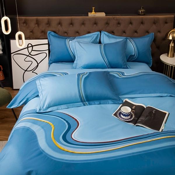 91家纺网 家纺一手货源 找家纺 雲归梦 2022新款全棉大版四件套 格子花型 兰卡斯-兰