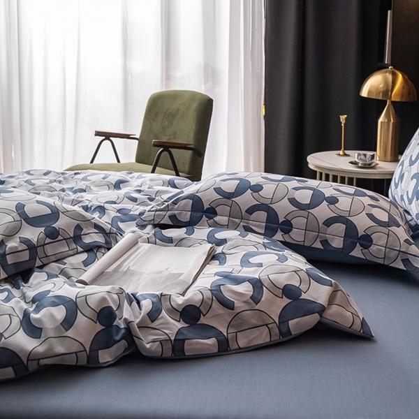 91家纺网 家纺一手货源 找家纺 雲归梦 2022新款全棉大版四件套 格子花型 古奈