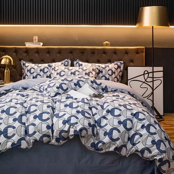 91家纺网 家纺一手货源 找家纺 雲归梦 2022新款全棉大版四件套 格子花型 古奈