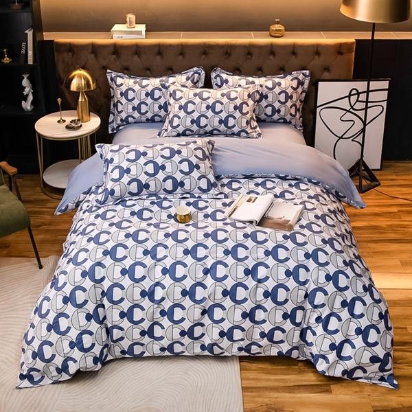 91家纺网 家纺一手货源 找家纺 雲归梦 2022新款全棉大版四件套 格子花型 古奈