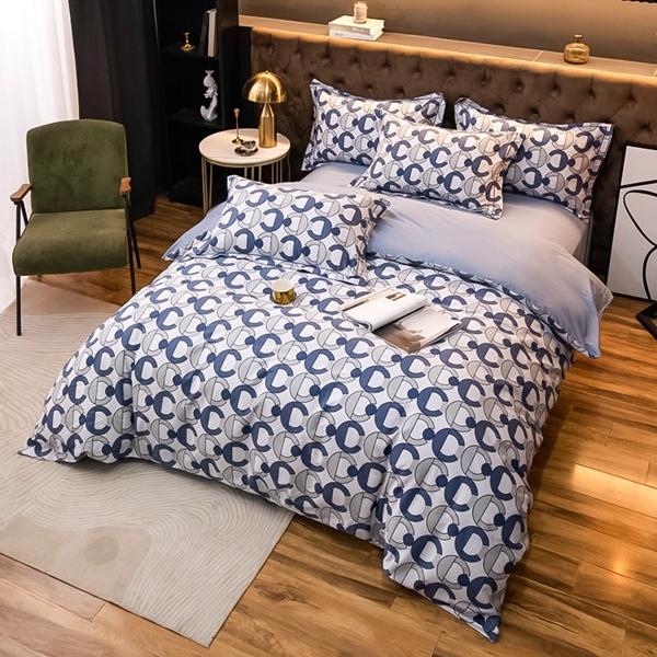 91家纺网 家纺一手货源 找家纺 雲归梦 2022新款全棉大版四件套 格子花型 古奈