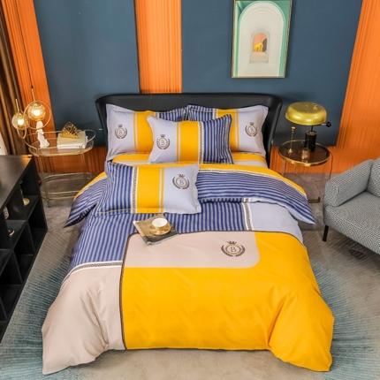 91家纺网 家纺一手货源 找家纺 雲归梦 2022新款全棉大版四件套 格子花型 德意志