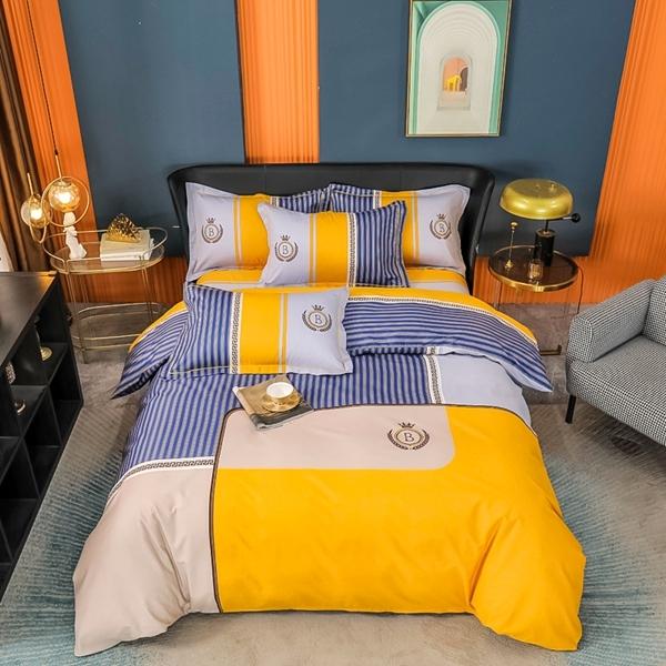 91家纺网 家纺一手货源 找家纺 雲归梦 2022新款全棉大版四件套 格子花型 德意志