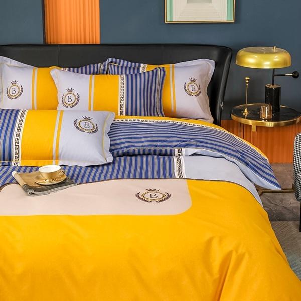 91家纺网 家纺一手货源 找家纺 雲归梦 2022新款全棉大版四件套 格子花型 德意志