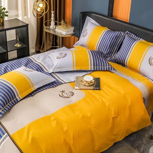 91家纺网 家纺一手货源 找家纺 雲归梦 2022新款全棉大版四件套 格子花型 德意志