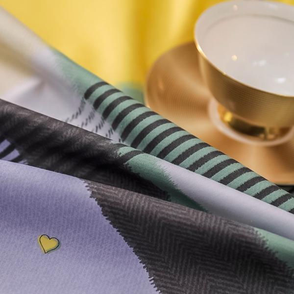 91家纺网 家纺一手货源 找家纺 雲归梦 2022新款全棉大版四件套 格子花型 爱丽芙-黄