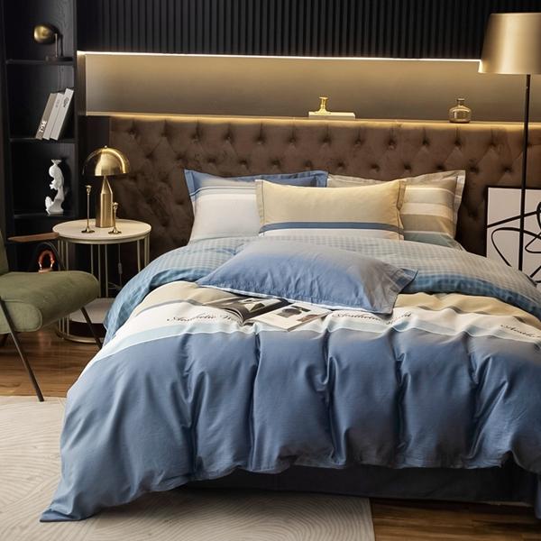 91家纺网 家纺一手货源 找家纺 雲归梦 2022新款全棉大版四件套 格子花型 伯克利