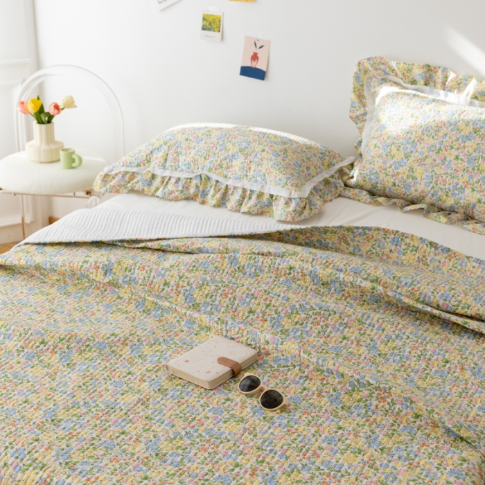 91家纺网 家纺一手货源 找家纺 总淑女公社家纺 2022新款纯棉13372韩版镂空小花边床盖