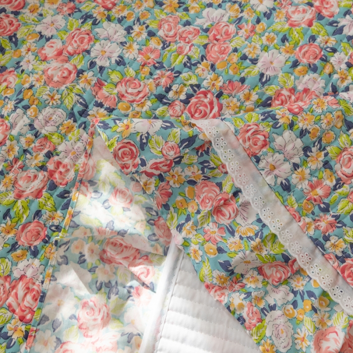 91家纺网 家纺一手货源 找家纺 淑女公社家纺 2022新款纯棉13372韩版镂空小花边床盖 百花争妍