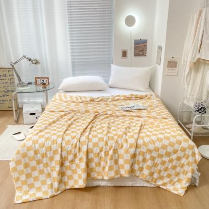 木堇 2022新款凉感丝夏被棋盘格系列 黄白格
