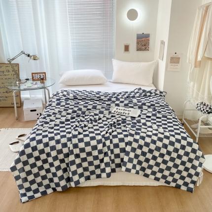 木堇 2022新款凉感丝夏被棋盘格系列 蓝白格