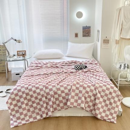木堇 2022新款凉感丝夏被棋盘格系列 少女粉格