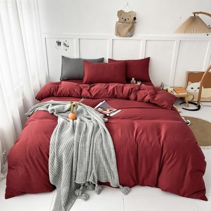 91家纺网 家纺一手货源 找家纺 （总）菲度 2022新款亲肤棉纯色四件套