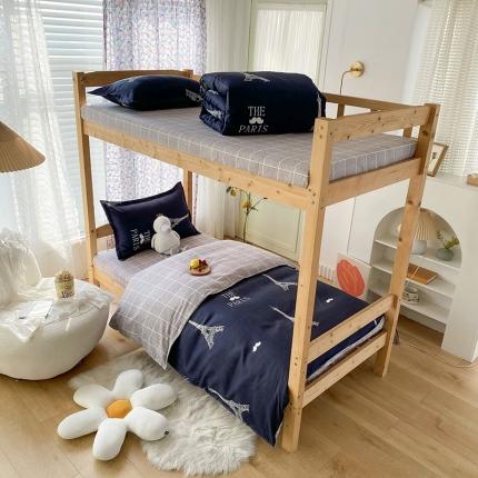 91家纺网 家纺一手货源 找家纺 （总）2022新款舒适亲肤芦荟棉上下铺学生印花四件套