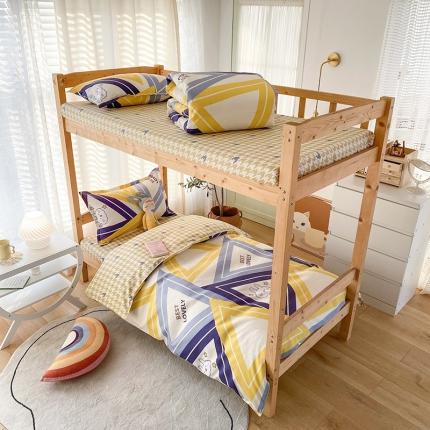 91家纺网 家纺一手货源 找家纺 （总）2022新款舒适亲肤芦荟棉上下铺学生印花四件套