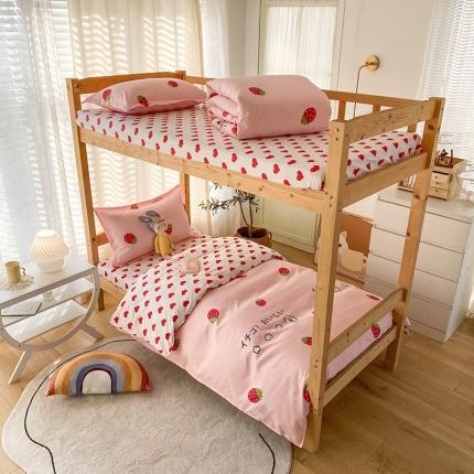 91家纺网 家纺一手货源 找家纺 （总）2022新款舒适亲肤芦荟棉上下铺学生印花四件套